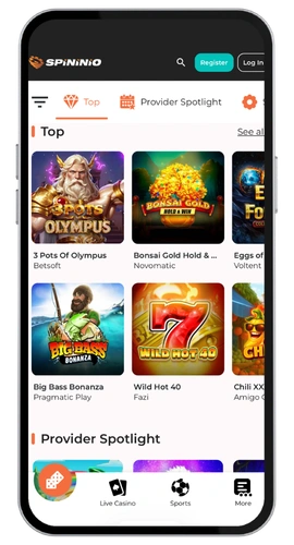 Spininio casino register
